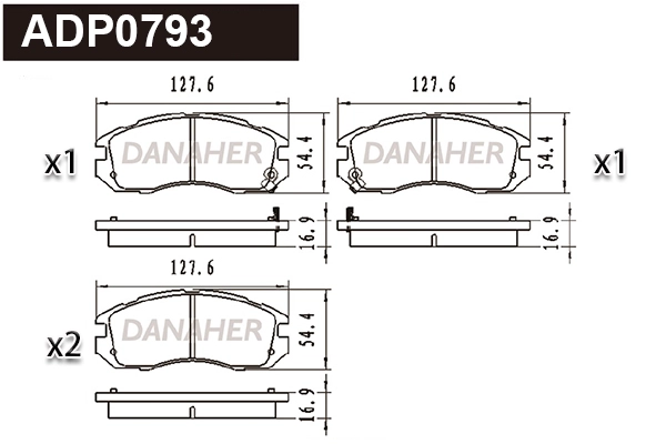 Kit de plaquettes de frein, frein à disque DANAHER ADP0793