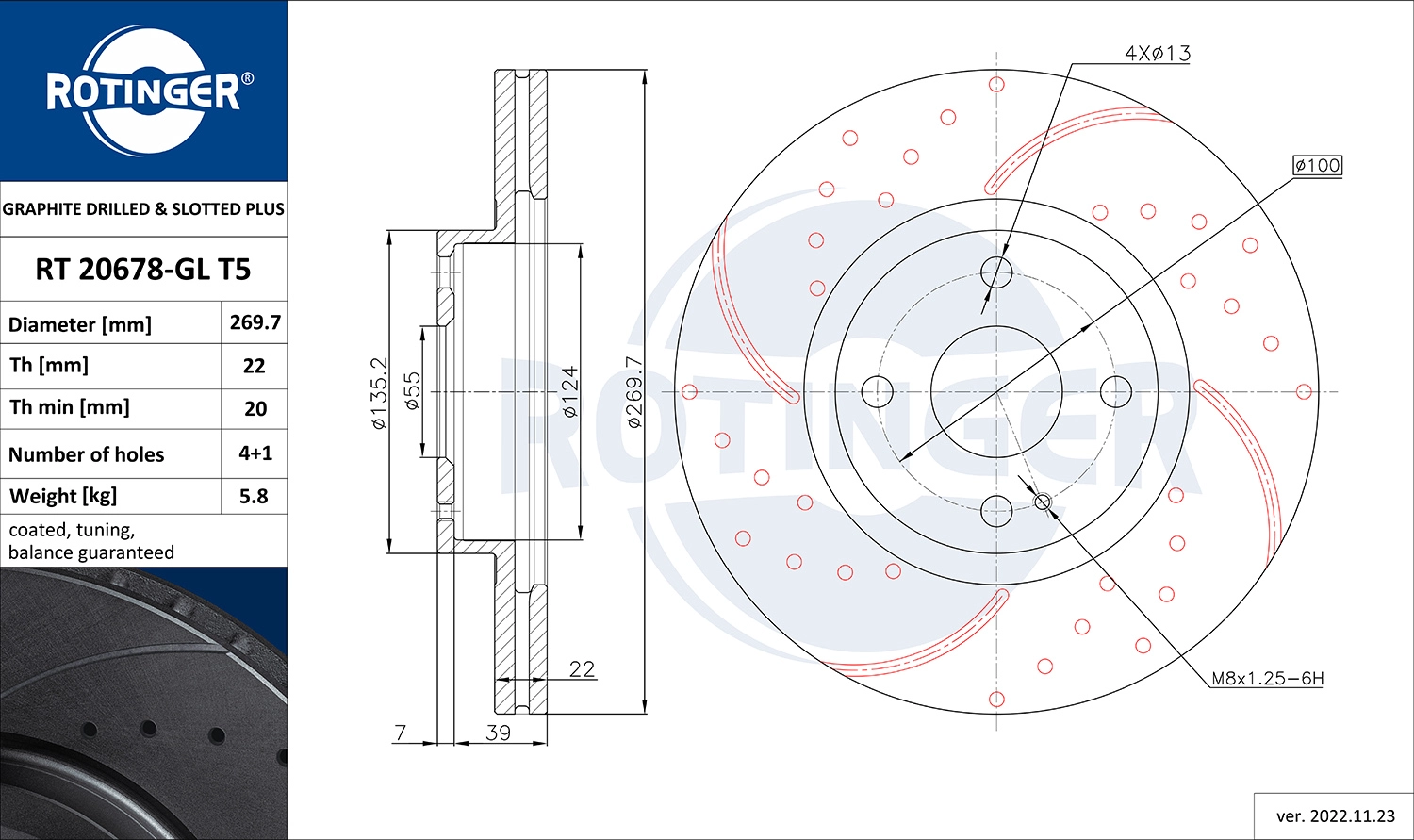 Disque de frein ROTINGER RT 20678-GL T5