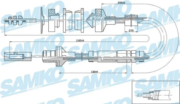 Tirette à câble, commande d'embrayage SAMKO C0238C