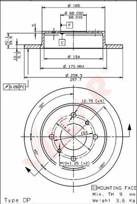 Disque de frein VILLAR 628.1299