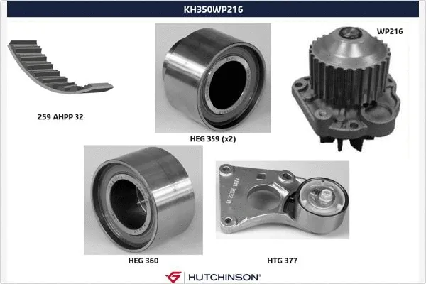 Pompe à eau + kit de courroie crantée HUTCHINSON KH 350WP216