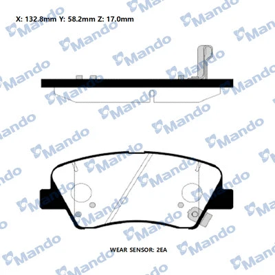Kit de plaquettes de frein, frein à disque MANDO RMPH64NS