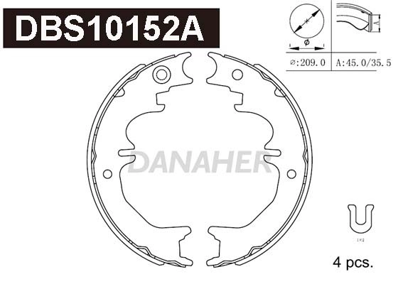 Jeu de mâchoires de frein, frein de stationnement DANAHER DBS10152A