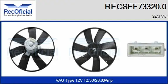 Ventilateur, refroidissement du moteur RECOFICIAL RECSEF73320.0