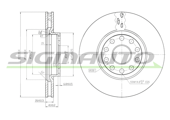 Disque de frein SIGMAUTO DBA802V