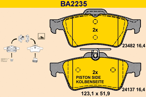 Kit de plaquettes de frein, frein à disque BARUM BA2235