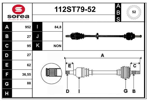 Arbre de transmission STARTCAR 112ST79-52