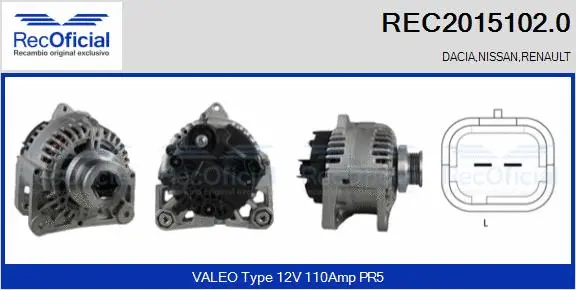 Alternateur RECOFICIAL REC2015102.0