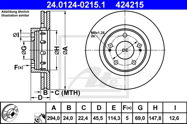 Disque de frein ATE-APAC 24.0124-0215.1