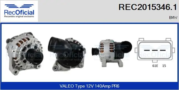 Alternateur RECOFICIAL REC2015346.1