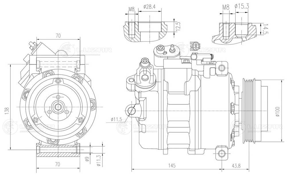 Compresseur, climatisation LUZAR LCAC 2660