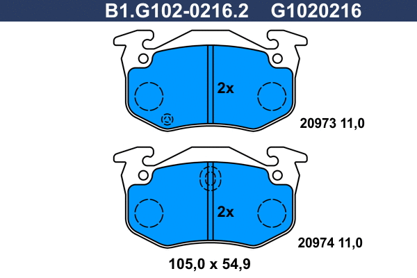 Kit de plaquettes de frein, frein à disque GALFER B1.G102-0216.2