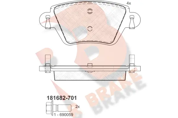 Kit de plaquettes de frein, frein à disque R BRAKE RB1682-701