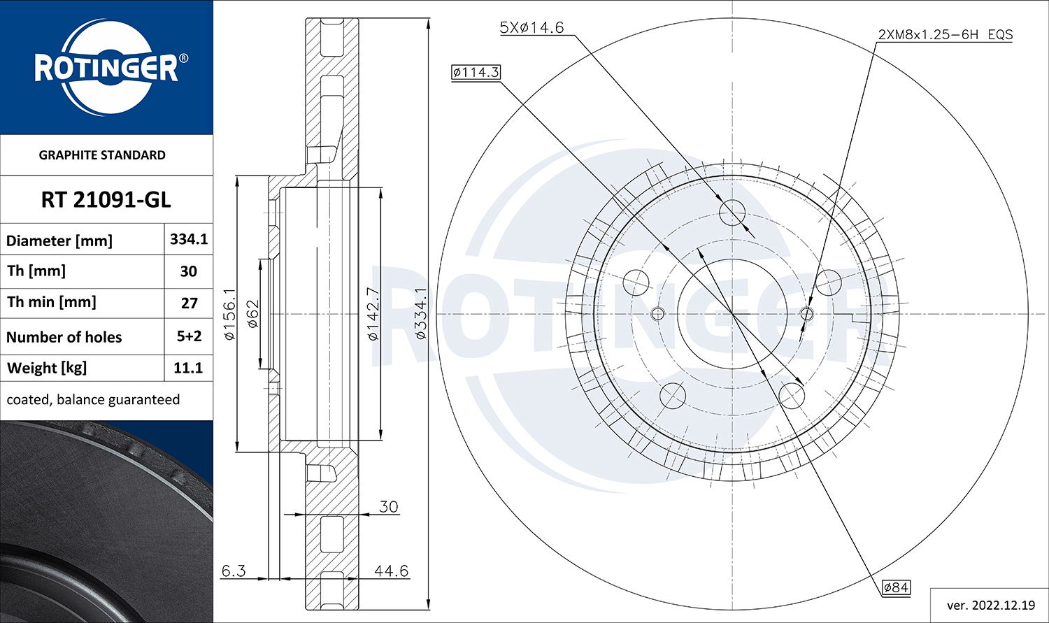 Disque de frein ROTINGER RT 21091-GL
