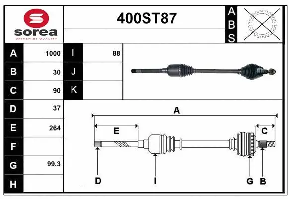 Arbre de transmission STARTCAR 400ST87