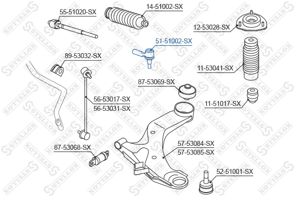 Rotule de barre de connexion STELLOX 51-51002-SX