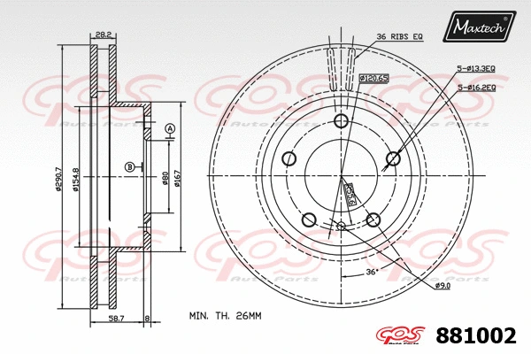 Disque de frein MAXTECH 881002
