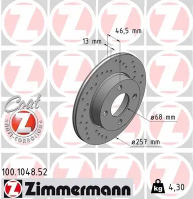 Disque de frein ZIMMERMANN 100.1048.52