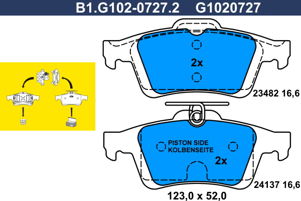 Kit de plaquettes de frein, frein à disque GALFER B1.G102-0727.2