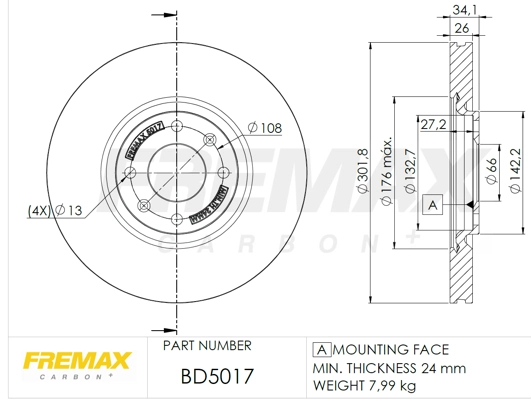 Disque de frein FREMAX BD-5017