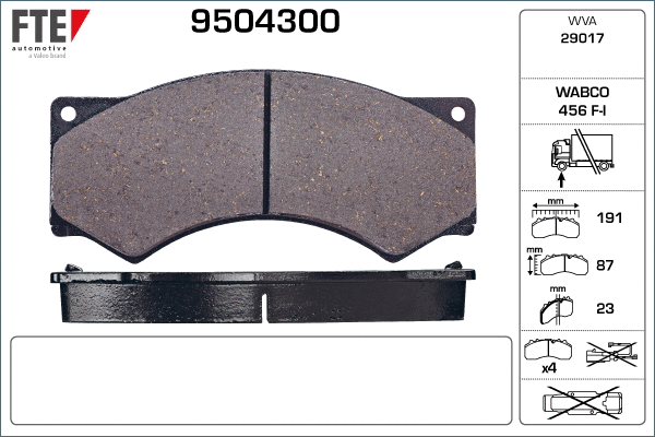 Kit de plaquettes de frein, frein à disque FTE 9504300