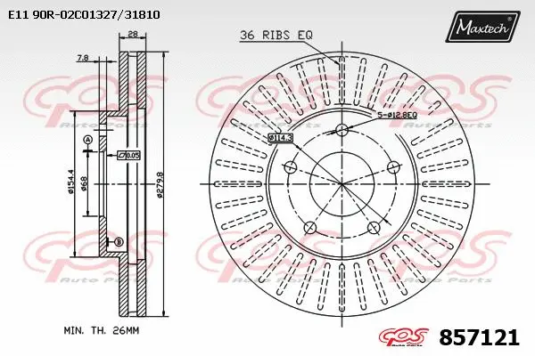 Disque de frein MAXTECH 857121