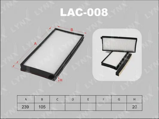 Filtre, air de l'habitacle LYNXAUTO LAC-008