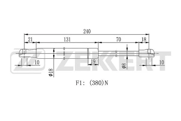 Vérin, capot-moteur ZEKKERT GF-2143