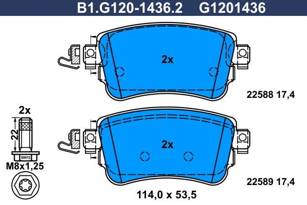 Kit de plaquettes de frein, frein à disque GALFER B1.G120-1436.2