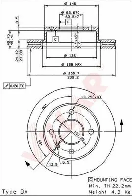 Disque de frein VILLAR 628.0308