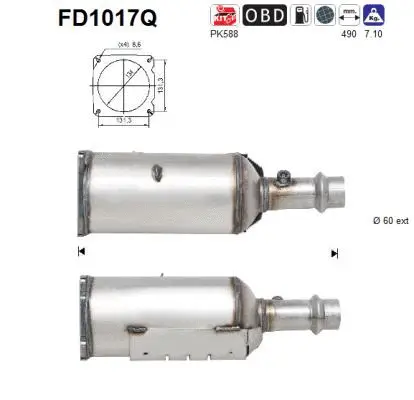 Filtre à particules / à suie, échappement AS FD1017Q