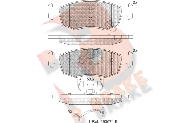 Kit de plaquettes de frein, frein à disque R BRAKE RB2422
