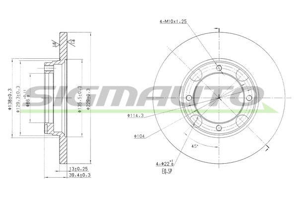 Disque de frein SIGMAUTO DBA358S