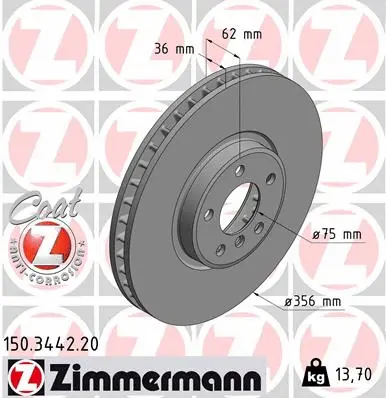 Disque de frein ZIMMERMANN 150.3442.20