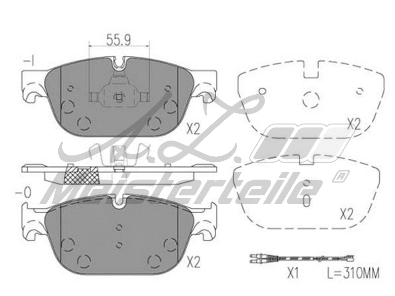 Kit de plaquettes de frein, frein à disque A.Z. Meisterteile AZMT-44-022-1654
