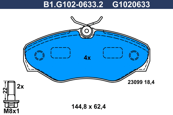 Kit de plaquettes de frein, frein à disque GALFER B1.G102-0633.2