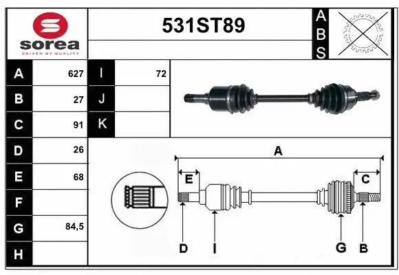 Arbre de transmission STARTCAR 531ST89