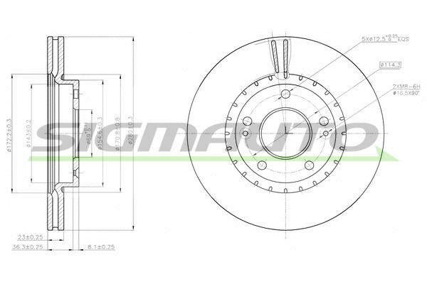 Disque de frein SIGMAUTO DBC187V