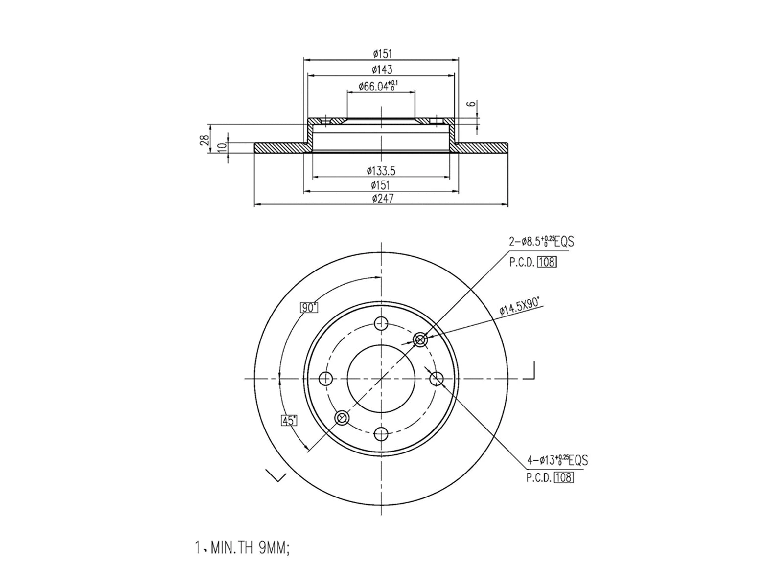 Disque de frein A.Z. Meisterteile AZMT-44-024-1007