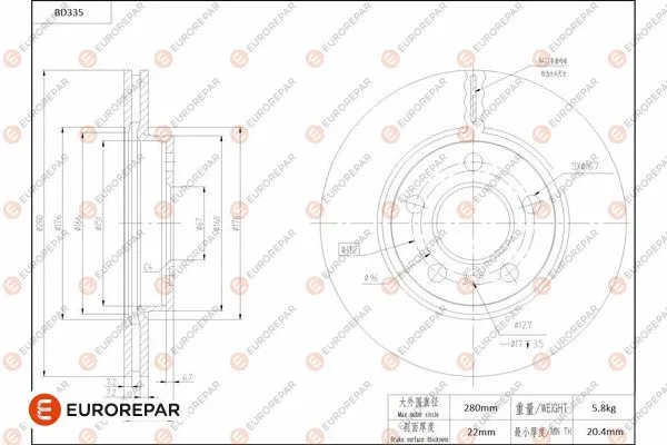 Disque de frein EUROREPAR 1684277780