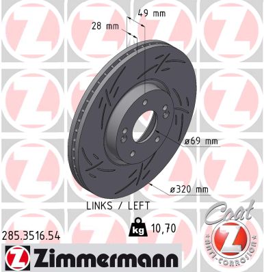 Disque de frein ZIMMERMANN 285.3516.54