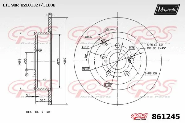 Disque de frein MAXTECH 861245