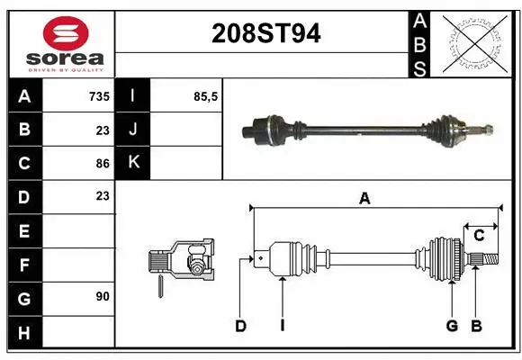 Arbre de transmission STARTCAR 208ST94