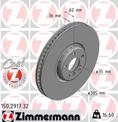 Disque de frein ZIMMERMANN 150.2917.32