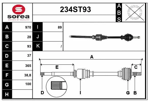 Arbre de transmission STARTCAR 234ST93