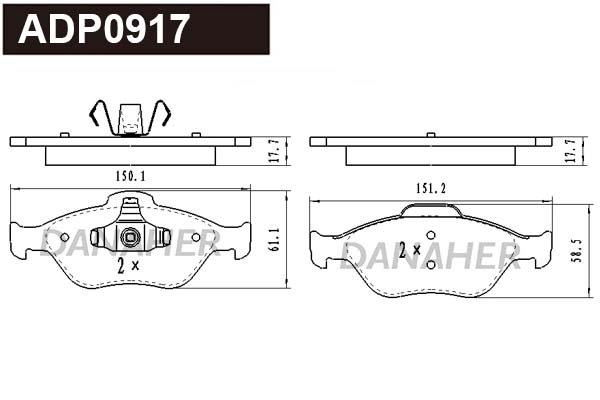 Kit de plaquettes de frein, frein à disque DANAHER ADP0917