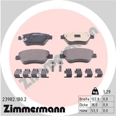 Kit de plaquettes de frein, frein à disque ZIMMERMANN 23982.180.2
