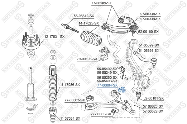 Suspension, bras de liaison STELLOX 77-00004-SX