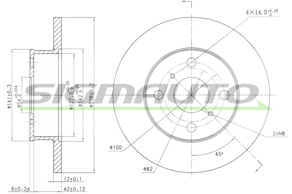 Disque de frein SIGMAUTO DBA412S