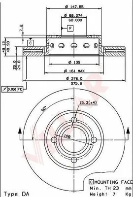Disque de frein VILLAR 628.1712